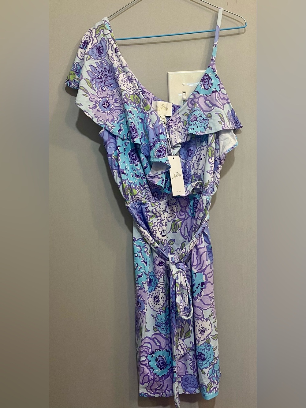NWT Lilly Pulitzer Asher Dress Size Large Multi Let it Gogh Asymmetrical - Picture 4 of 8